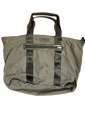 Vintage COACH Varick NylonCoach Olive Tote with Black Leather Trim and Front Zip